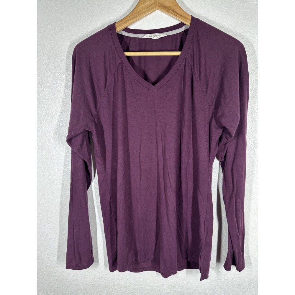 New York Laundry Shirt Womens Medium Purple V Neck Long Sleeve Athleisure Top